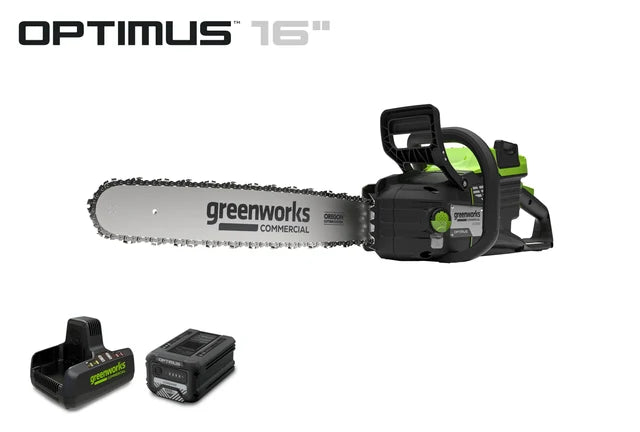 Greenworks OPTIMUS 82V 3.0 kW 16" Chainsaw Kit with CORE400 Battery & DP Charger | OCS500-C4DP-16