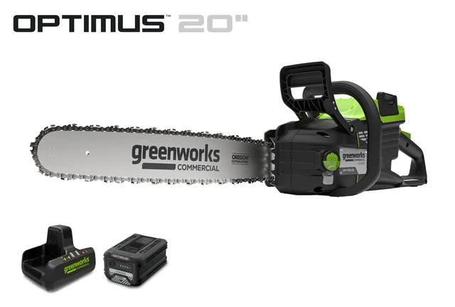 Greenworks OPTIMUS 82V 3.0 kW 20" Chainsaw Kit with CORE400 Battery & DP Charger | OCS500-C4DP-20
