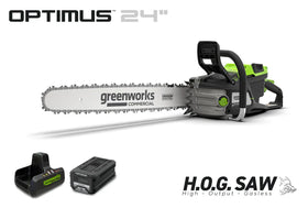 Greenworks OPTIMUS 82V 5.0kw 24" HOG Chainsaw Kit with CORE530 Battery & DP Charger (OCS800-C5DP-24)