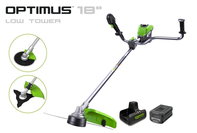 Greenworks OPTIMUS 82V 2.0 kW Bike Handle String Trimmer Kit | TB201-C4DP