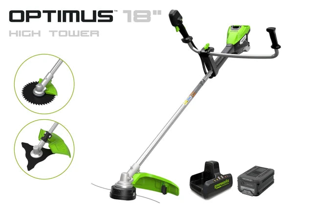 Greenworks OPTIMUS 82V 2.0 kW Bike Handle String Trimmer Kit | TB201H-C4DP