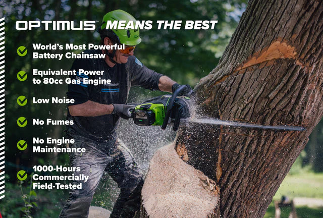 Greenworks OPTIMUS 82V 5.0kw 24" HOG Chainsaw Kit with CORE530 Battery & DP Charger (OCS800-C5DP-24)