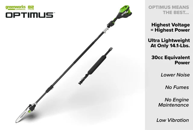 Greenworks OPTIMUS 82V 10" Polesaw with Carbon Fiber Shaft | OPS300T
