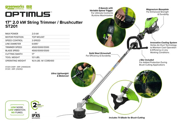 Greenworks OPTIMUS 82V 2.0 kW String Trimmer | ST201 (Tool-Only)
