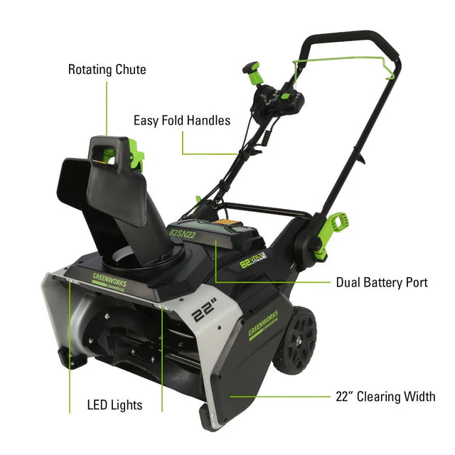 Greenworks 82V Brushless 22" Dual Port Snow Thrower Tool-Only (82SN22)