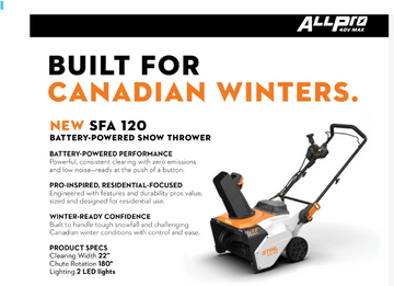 Stihl SFA120 Battery Powered Snow Blower | AP Battery Set - 0