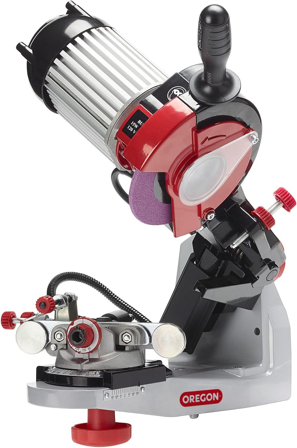 Oregon® Professional 120-Volt Bench Grinder w/ Hydraulic Clamping | Universal Saw Chain Sharpener (620-120)