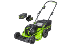 Greenworks 82V 21" Brushless Push Mower with 5Ah Battery and Dual Port Charger (82LM21-5DP)