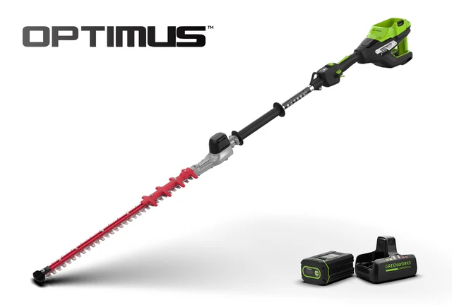 Greenworks Optimus 82V Short Pole Fixed Hedge Trimmer with CORE300 Battery and Dual-Port Charger | PH302F-C3DP