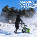 Greenworks 82V Dual Stage Snow Thrower with (3) 6Ah Batteries and Dual Port Charger | 82SN24D-63DP | Arns Equipment Calgary