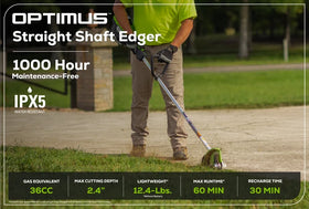 Greenworks OPTIMUS 82V Straight Shaft Edger with CORE400 Batteries and Dual Port Charger | ES161-C4DP - 0