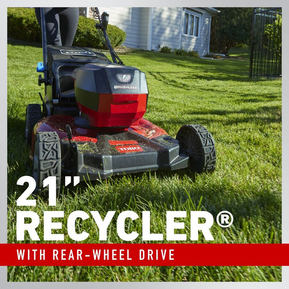 Toro 60V Max* 21 in. (53 cm) Recycler® Self-Propel w/SmartStow® Lawn Mower with 6.0Ah Battery (21327) | ARNS Equipment in Calgary & Online Across Canada